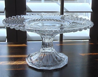 Clear Glass and Crystal Cake Stand, Wedding Cake Stand, Dessert Display, Cake Pedestal