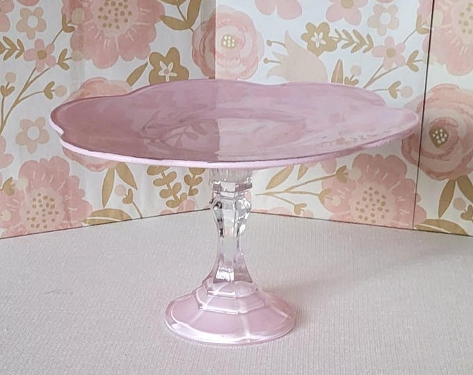 Pink Ruffle Cake Stand Baby Pink Cake Stand, Pink Dessert Stand, Cake Pedestal, Baby Shower ...