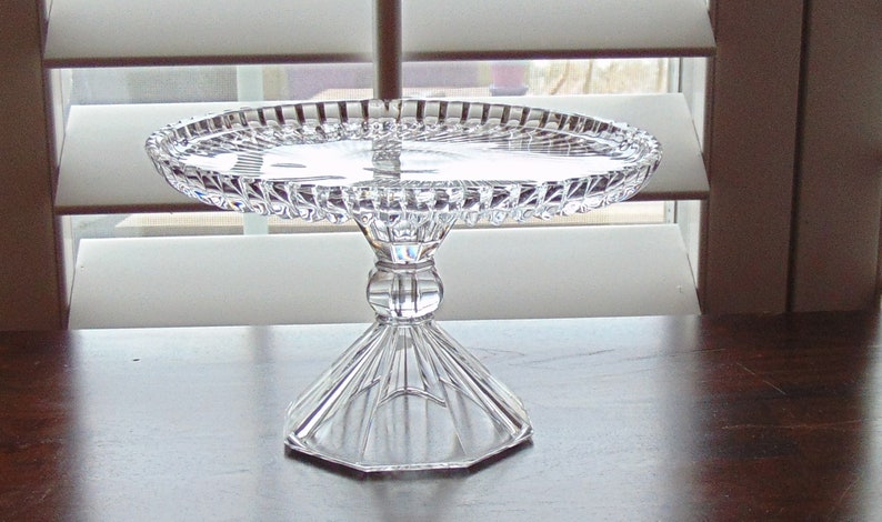 Crystal Glass Cake Stand, Small Cake Stand, Dessert Pedestal Stand, Weddings, Baby Shower, Small Dessert Stand image 2