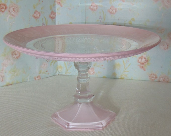 10" Pink Cake Stand, Pink Wedding Cake Pedestal, Baby Pink Distressed ...