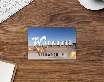 Wish You Were Here Wildwood NJ Postcard, Wildwoods Sign Beach Ball Photo Card