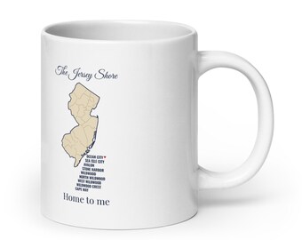 Ocean City NJ Home to Me Mug, Jersey Shore Map Coffee Mug, Ocean City New Jersey Gift, OCNJ Beach House Mug, Shore Town Christmas Gift