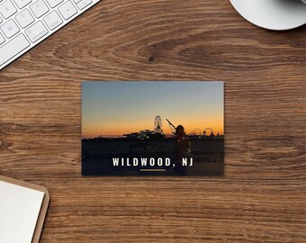 Sunsets Hit Different Wildwood NJ Postcard, Boardwalk Pier Sunset Photo Card