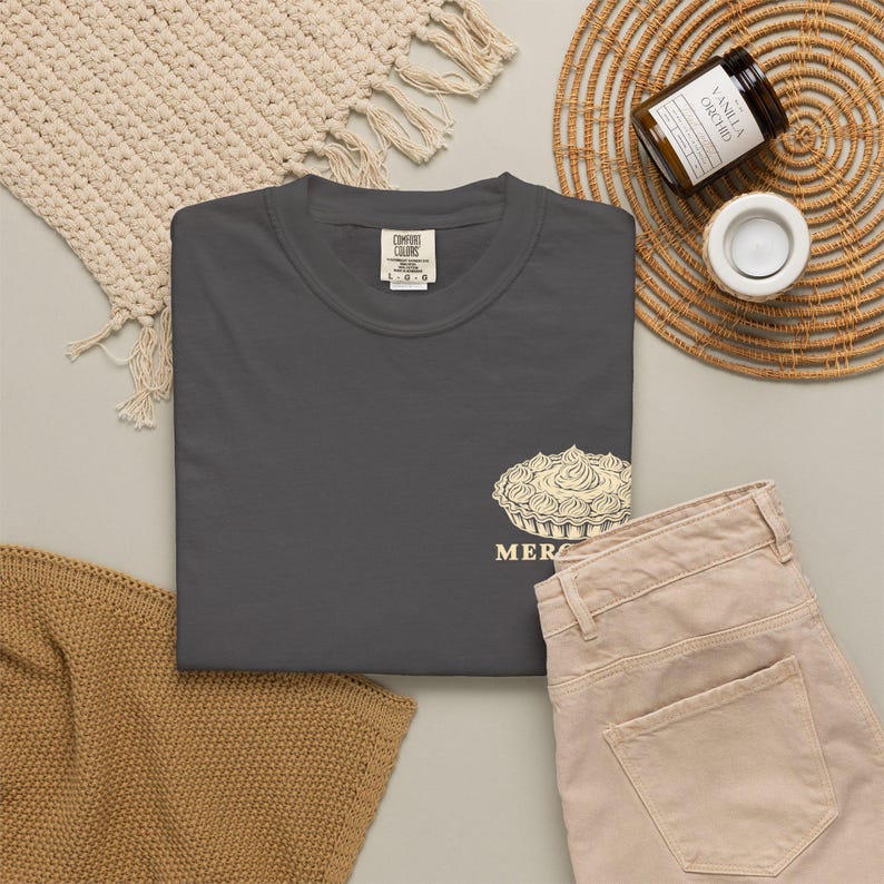 Cream Pie Merchant Tee | Minimalist Pocket Print Shirt | Funny Dessert Comfort Colors Tee | Gift for Him image 7