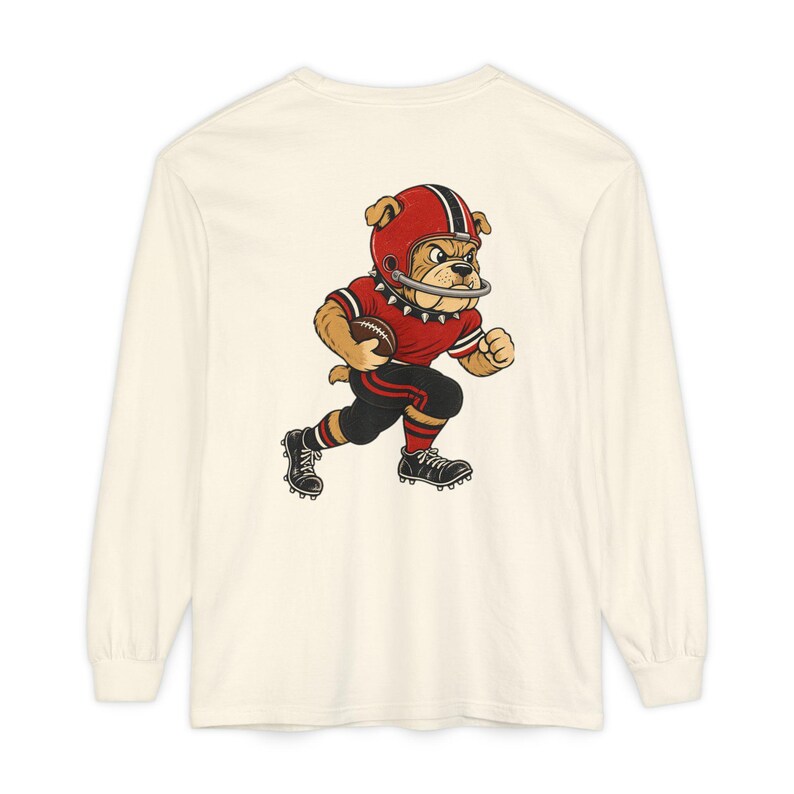 Bulldogs Football Long Sleeve Tee, Red and Black Bulldog Mascot Shirt, Georgia Football Fan Gift, Comfort Colors Game Day Shirt image 2