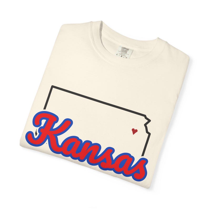 Kansas Script State Tee | Vintage Comfort Colors Shirt | Heart on Topeka | Kansas Gift image 15
