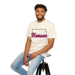 Kansas Script State Tee | Vintage Comfort Colors Shirt | Heart on Topeka | Kansas Gift image 12