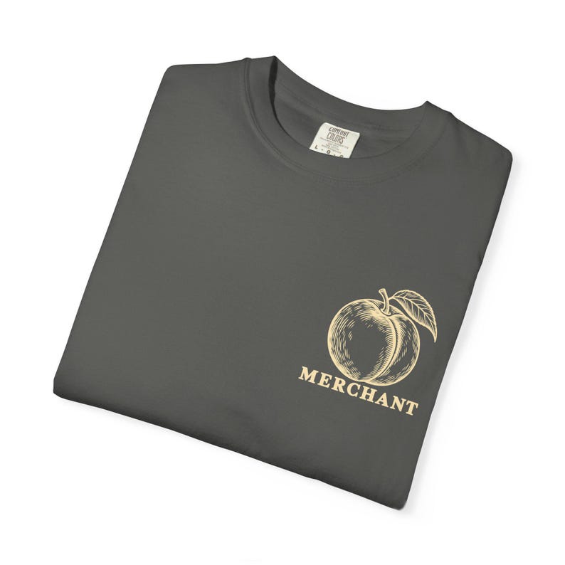 Peach Merchant Tee | Minimalist Pocket Print Shirt | Funny Fruit Comfort Colors Tee | Gift for Him image 6