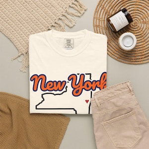 New York T-Shirt mit Staatsschriftzug | Vintage Comfort Colors Shirt | Herz auf Albany | Geschenk für New York Bild 12