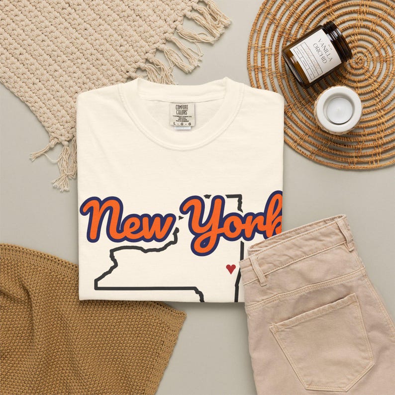 New York T-Shirt mit Staatsschriftzug | Vintage Comfort Colors Shirt | Herz auf Albany | Geschenk für New York Bild 12