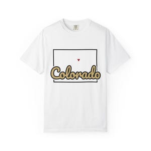 Colorado Script State Tee | Vintage Comfort Colors Shirt | Heart on Denver | Colorado Gift image 1