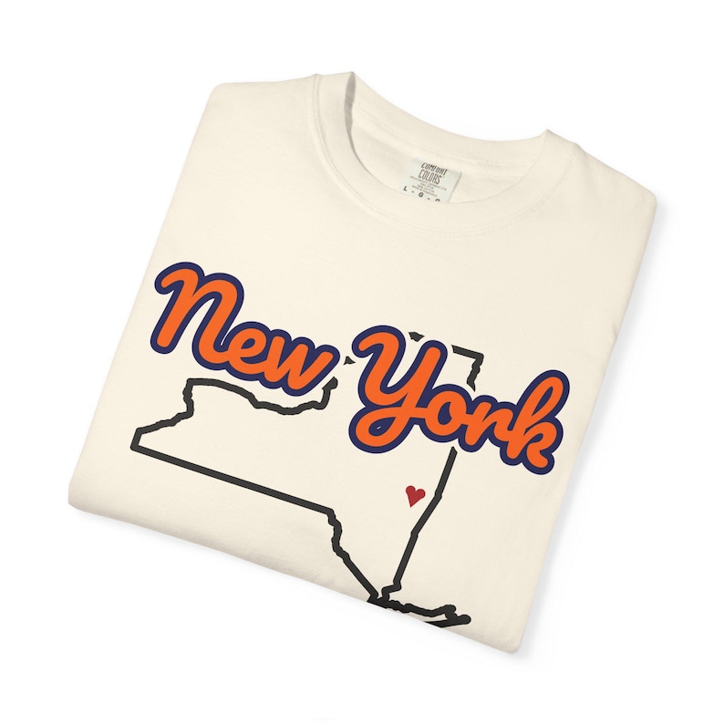 New York T-Shirt mit Staatsschriftzug | Vintage Comfort Colors Shirt | Herz auf Albany | Geschenk für New York Bild 11