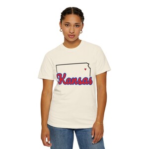 Kansas Script State Tee | Vintage Comfort Colors Shirt | Heart on Topeka | Kansas Gift image 9