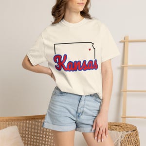 Kansas Script State Tee | Vintage Comfort Colors Shirt | Heart on Topeka | Kansas Gift image 6
