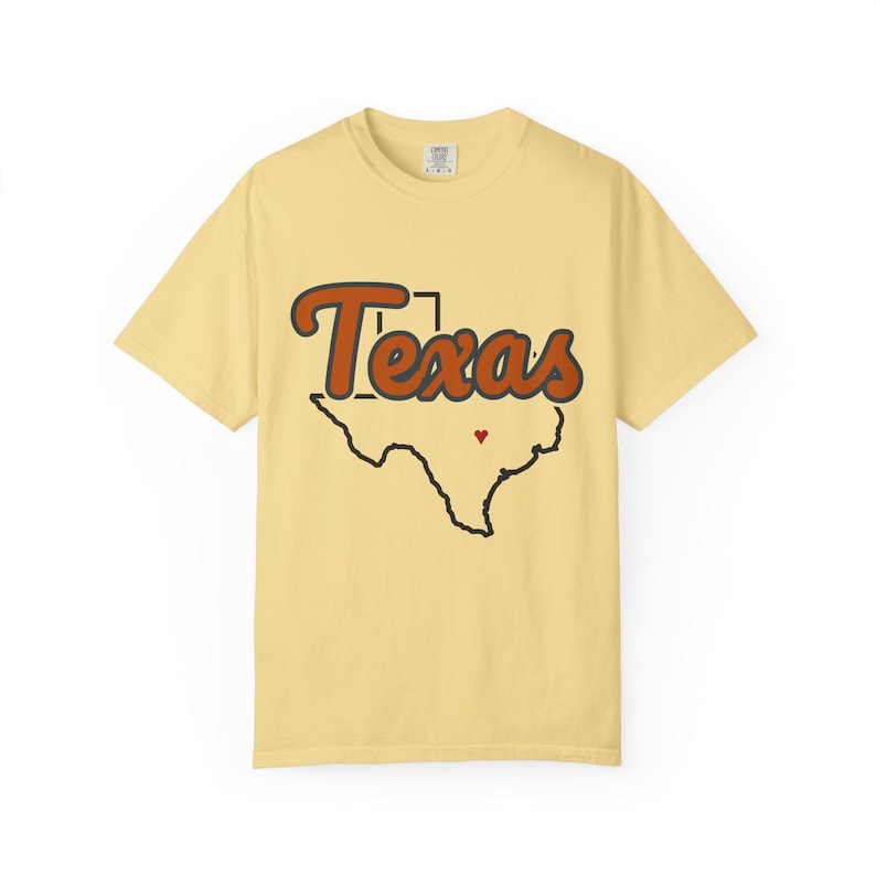 Camiseta con el logo de Texas / Camiseta vintage Comfort Colors / Corazón en Austin / Regalo de Texas imagen 2