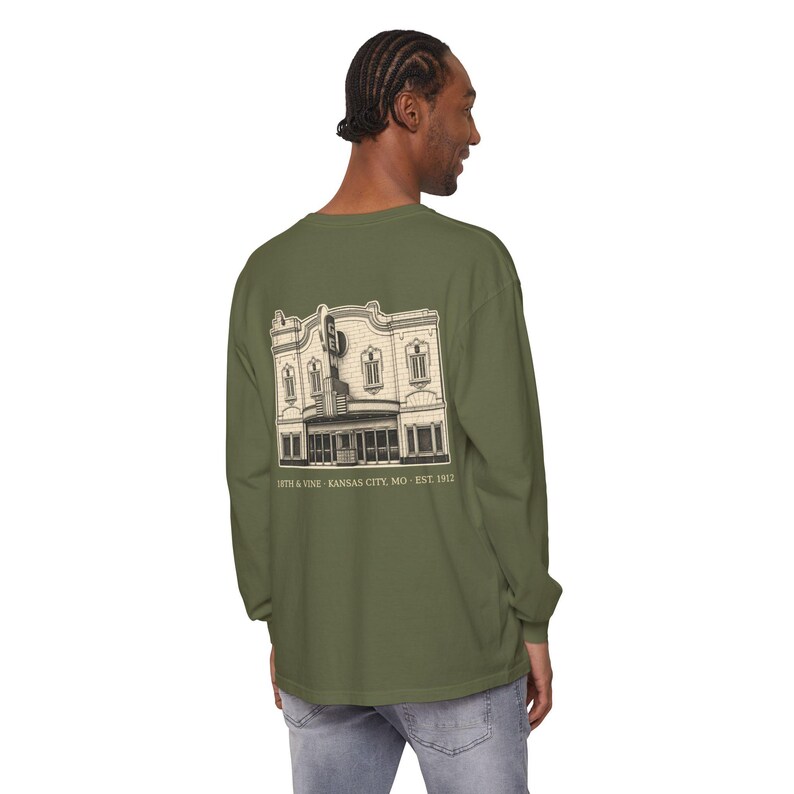 18th and Vine Kansas City Long Sleeve, 64108 Zip Code Shirt, KC Jazz District Tee, Vintage Comfort Colors Long Sleeve, KC Gift image 19