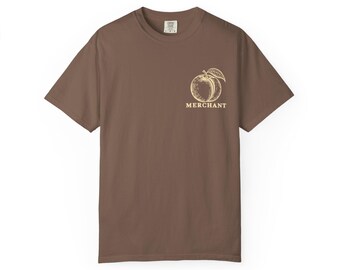 Koszulka Peach Merchant | Minimalistyczna koszulka z nadrukiem kieszonkowym | Zabawna koszulka Fruit Comfort Colors | Prezent dla niego