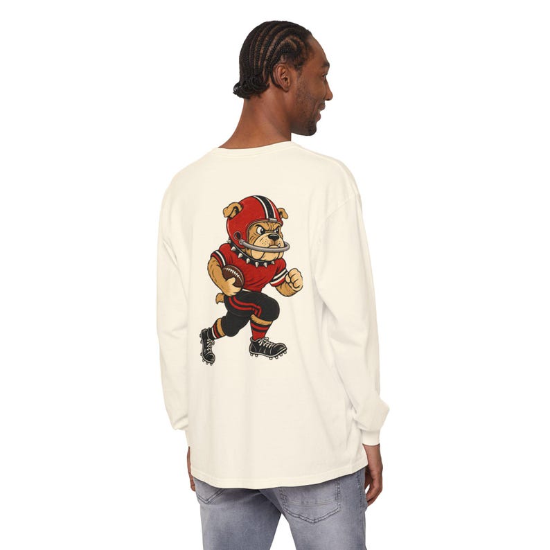Bulldogs Football Long Sleeve Tee, Red and Black Bulldog Mascot Shirt, Georgia Football Fan Gift, Comfort Colors Game Day Shirt image 4
