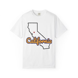 California Script State Tee | Vintage Comfort Colors Shirt | Heart on Sacramento | California Gift image 1