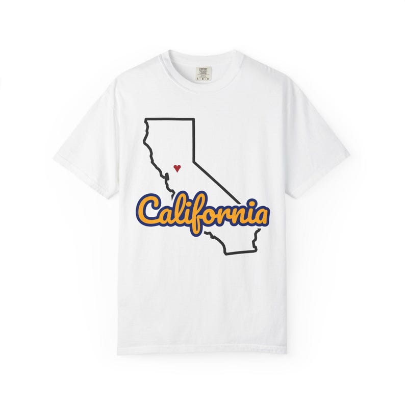 California Script State Tee | Vintage Comfort Colors Shirt | Heart on Sacramento | California Gift image 1