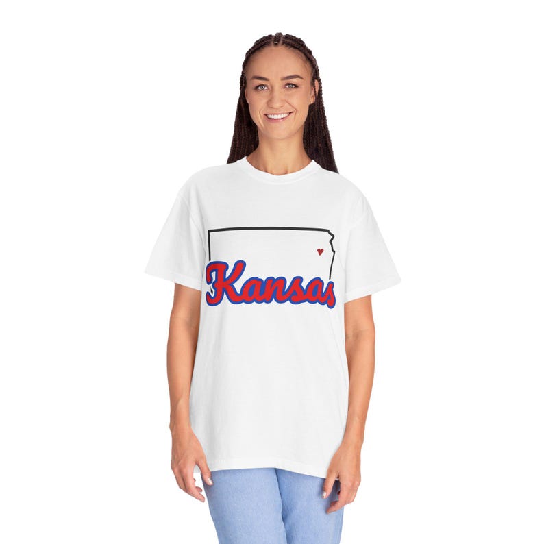 Kansas Script State Tee | Vintage Comfort Colors Shirt | Heart on Topeka | Kansas Gift image 17