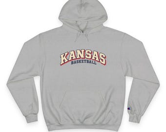 Sudadera con capucha de baloncesto de Kansas, sudadera con capucha Champion, sudadera con capucha vintage Arch Kansas, azul rey o gris, sudadera para el día del partido, regalo para el aficionado de Kansas