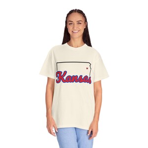 Kansas Script State Tee | Vintage Comfort Colors Shirt | Heart on Topeka | Kansas Gift image 8
