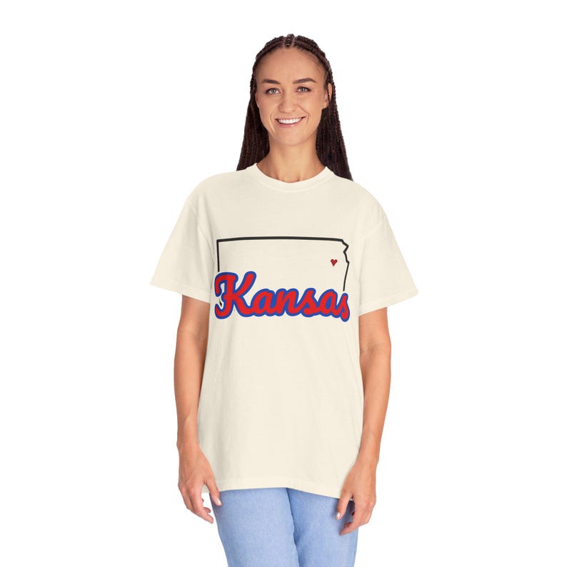 Kansas Script State Tee | Vintage Comfort Colors Shirt | Heart on Topeka | Kansas Gift image 8