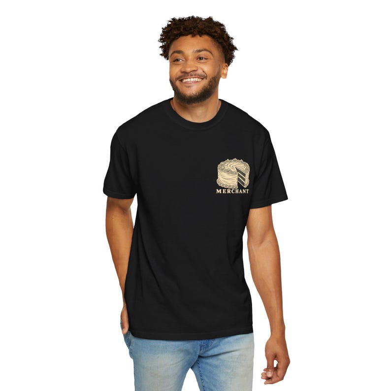 Cake Merchant Tee | Minimalist Pocket Print Shirt | Funny Dessert Comfort Colors Tee | Gift for Him image 13