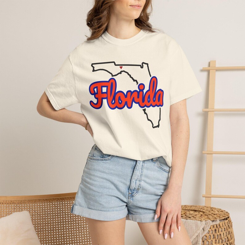 Florida Script State Tee | Vintage Comfort Colors Shirt | Heart on Tallahassee | Florida Gift image 2