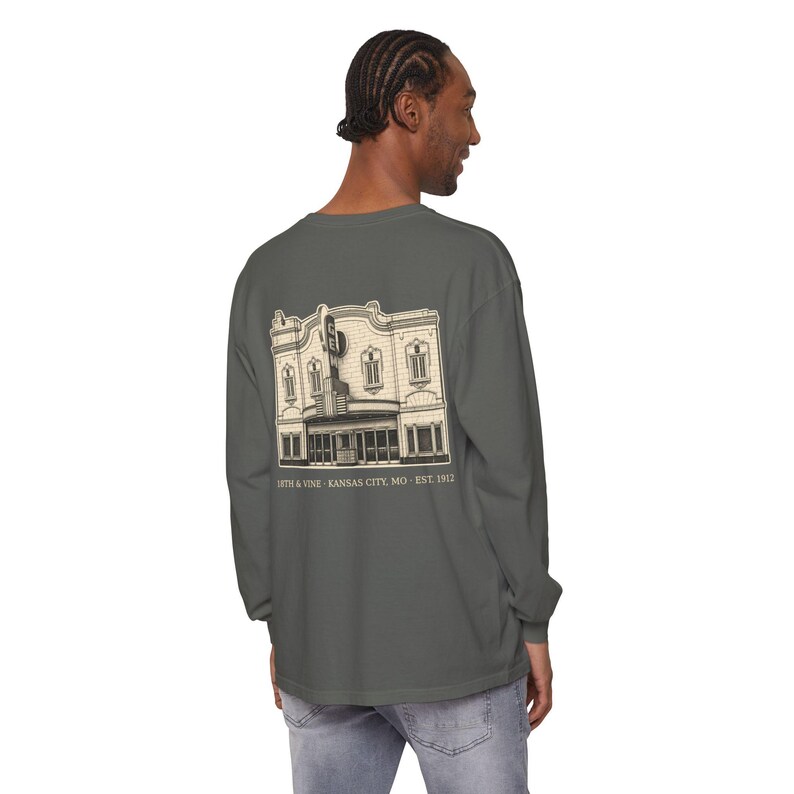 18th and Vine Kansas City Long Sleeve, 64108 Zip Code Shirt, KC Jazz District Tee, Vintage Comfort Colors Long Sleeve, KC Gift image 18