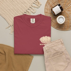 Cream Pie Merchant Tee | Minimalist Pocket Print Shirt | Funny Dessert Comfort Colors Tee | Gift for Him image 8
