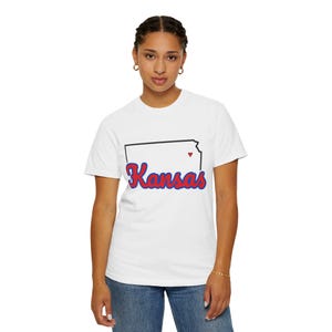 Kansas Script State Tee | Vintage Comfort Colors Shirt | Heart on Topeka | Kansas Gift image 10