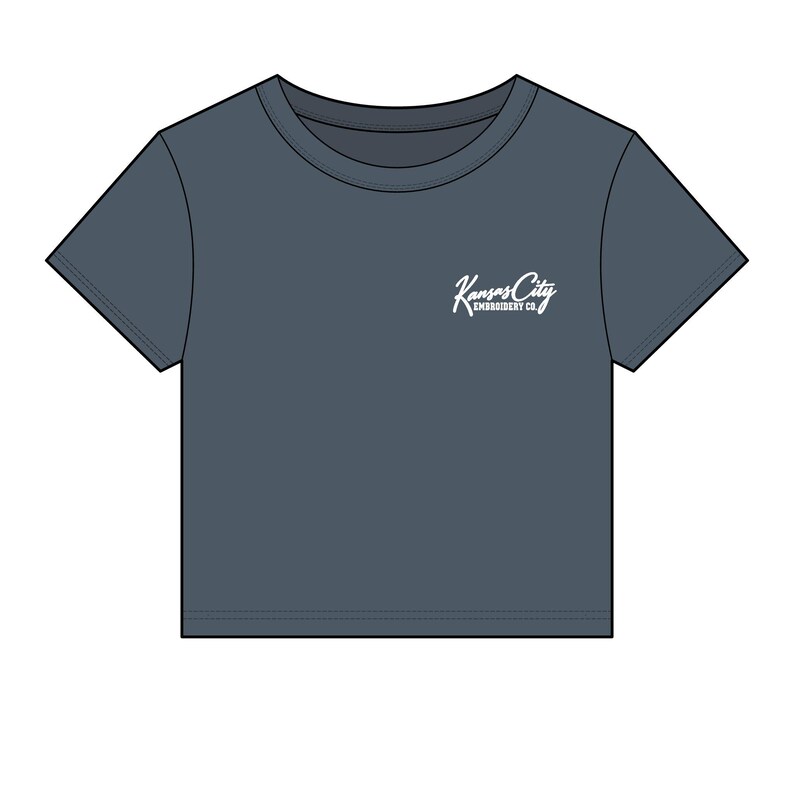 Kansas City Embroidered Baby Tee | Women's Micro Rib Cropped Tee | KC Script Shirt | Gift for Her image 3