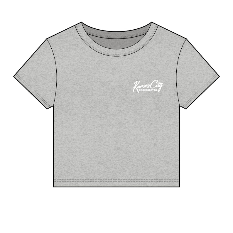 Kansas City Embroidered Baby Tee | Women's Micro Rib Cropped Tee | KC Script Shirt | Gift for Her image 1