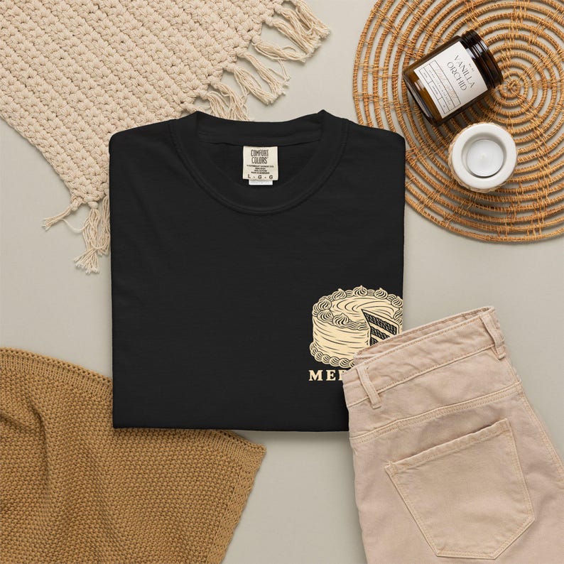 Cake Merchant Tee | Minimalist Pocket Print Shirt | Funny Dessert Comfort Colors Tee | Gift for Him image 3