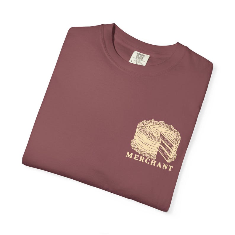 Cake Merchant Tee | Minimalist Pocket Print Shirt | Funny Dessert Comfort Colors Tee | Gift for Him image 9