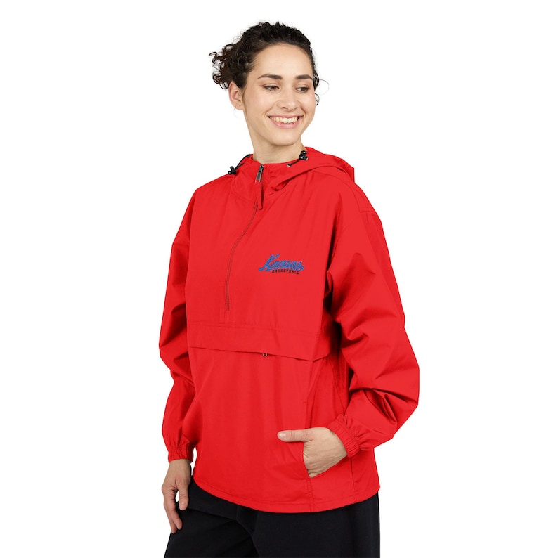 Kansas Basketball Embroidered Anorak Jacket, Red Champion Packable Pullover, Kansas Script Windbreaker, Game Day Jacket, Kansas Fan Gift image 4
