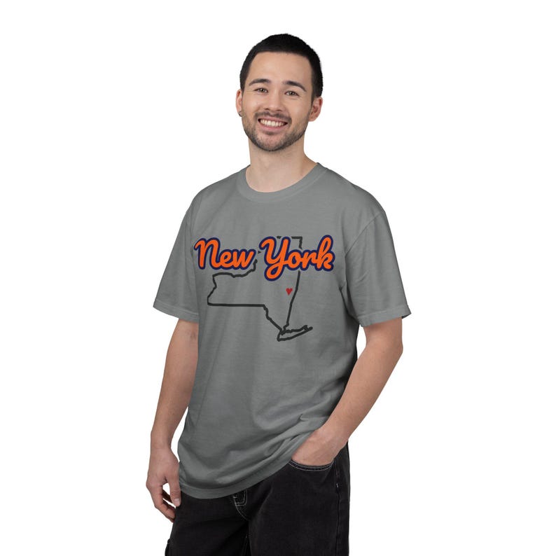 New York T-Shirt mit Staatsschriftzug | Vintage Comfort Colors Shirt | Herz auf Albany | Geschenk für New York Bild 15