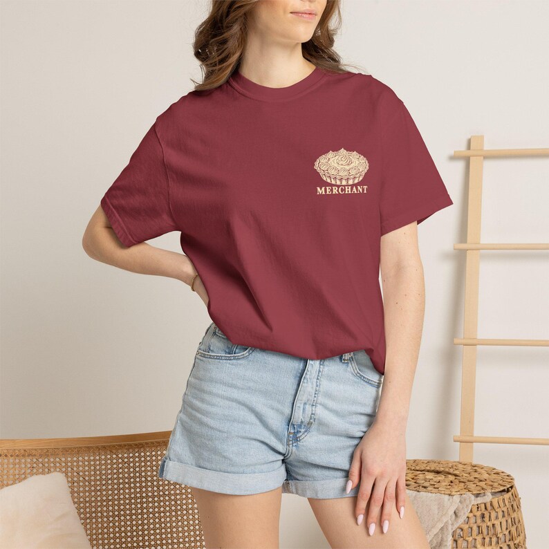 Cream Pie Merchant Tee | Minimalist Pocket Print Shirt | Funny Dessert Comfort Colors Tee | Gift for Him image 10