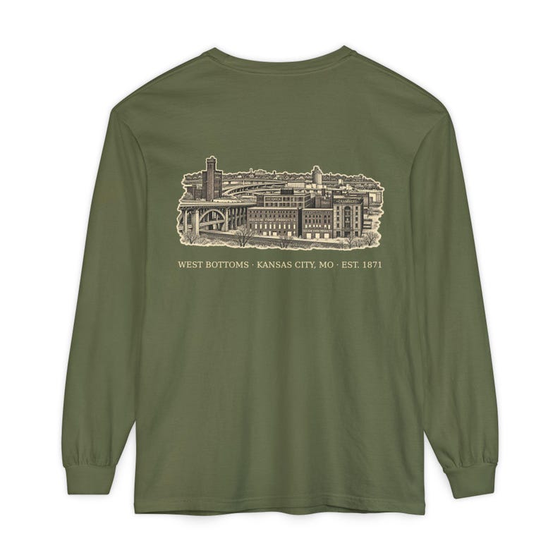 West Bottoms Kansas City Long Sleeve, 64101 Zip Code Shirt, Vintage KC Neighborhood Tee, Comfort Colors Long Sleeve, KC Gift image 6