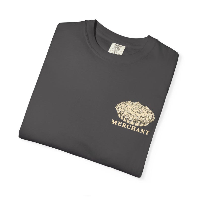 Cream Pie Merchant Tee | Minimalist Pocket Print Shirt | Funny Dessert Comfort Colors Tee | Gift for Him image 5