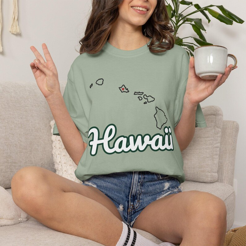 Hawaii Script State Tee | Vintage Comfort Colors Shirt | Heart on Honolulu | Hawaii Gift image 8