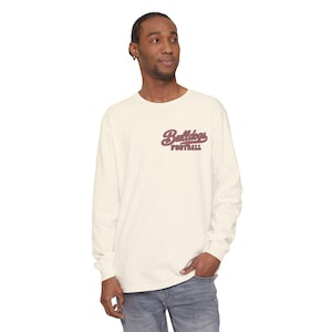 Bulldogs Football Long Sleeve Tee, Red and Black Bulldog Mascot Shirt, Georgia Football Fan Gift, Comfort Colors Game Day Shirt image 3