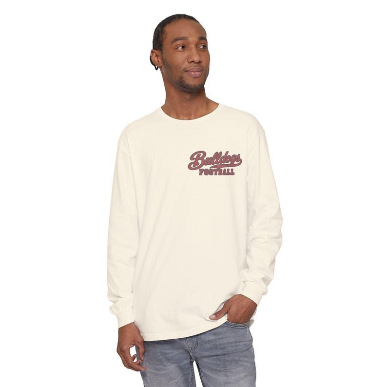 Bulldogs Football Long Sleeve Tee, Red and Black Bulldog Mascot Shirt, Georgia Football Fan Gift, Comfort Colors Game Day Shirt image 3