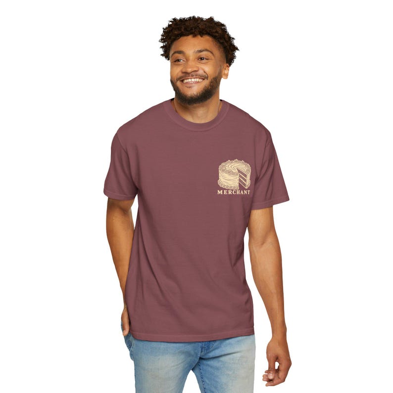 Cake Merchant Tee | Minimalist Pocket Print Shirt | Funny Dessert Comfort Colors Tee | Gift for Him image 12