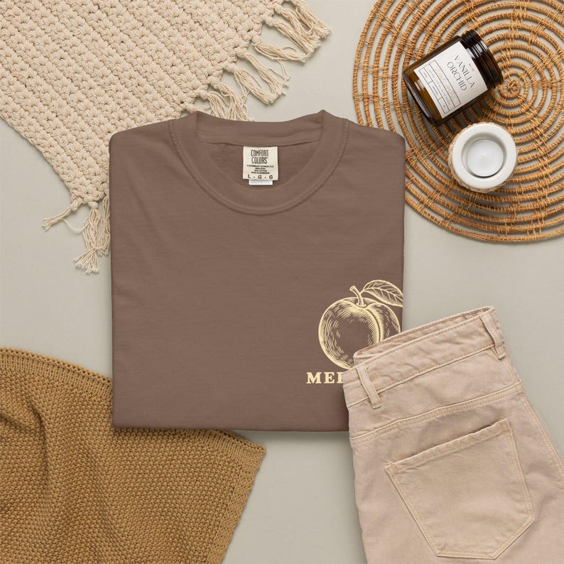 Peach Merchant Tee | Minimalist Pocket Print Shirt | Funny Fruit Comfort Colors Tee | Gift for Him image 7