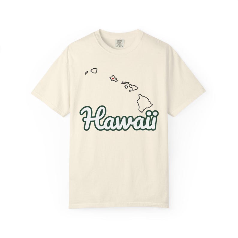 Hawaii Script State Tee | Vintage Comfort Colors Shirt | Heart on Honolulu | Hawaii Gift image 1