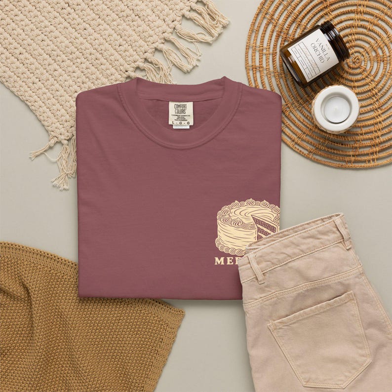 Cake Merchant Tee | Minimalist Pocket Print Shirt | Funny Dessert Comfort Colors Tee | Gift for Him image 10