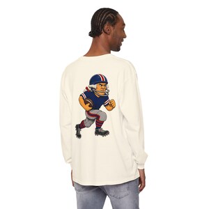 Patriots Football Long Sleeve Tee, Navy and Red Patriot Mascot Shirt, Football Fan Gift, Comfort Colors Game Day Shirt image 4